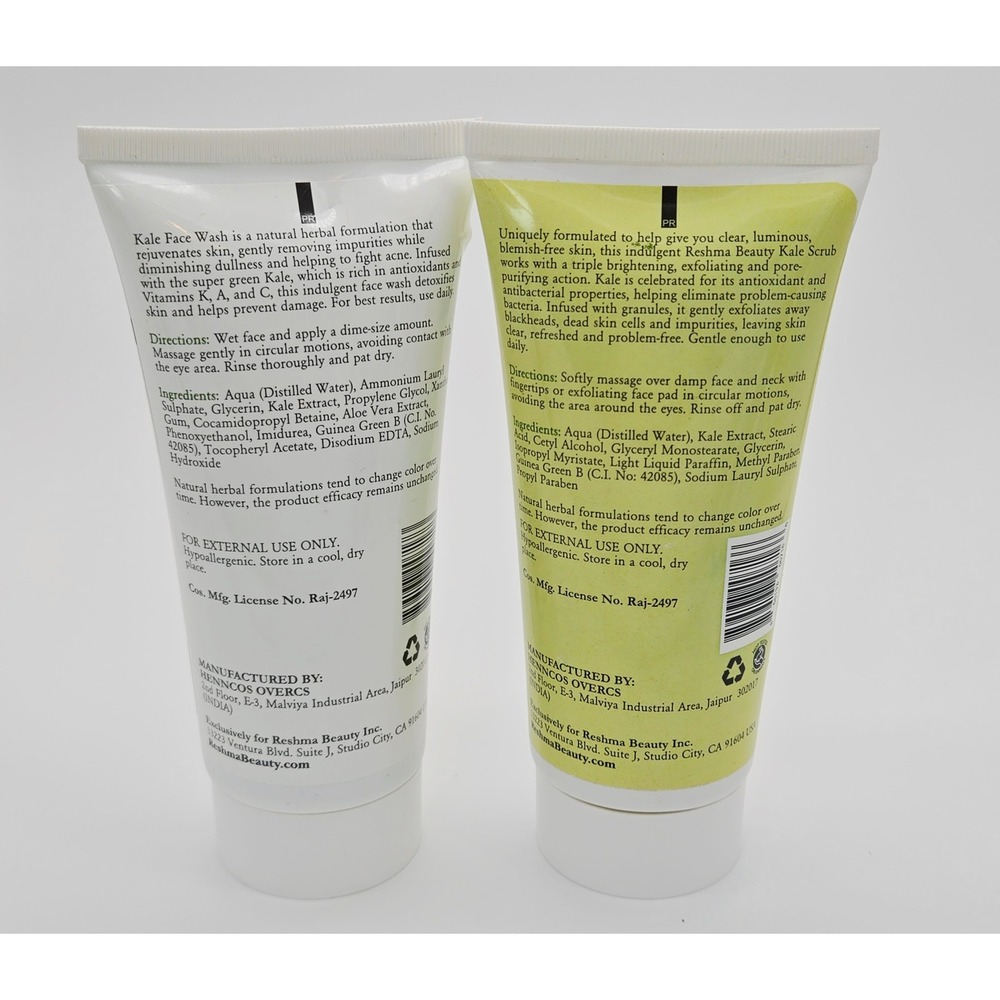 Reshma Beauty Kale Face Wash and Scrub Set 5.07oz Rejuvenating Brightening Duo - Picture 2 of 3